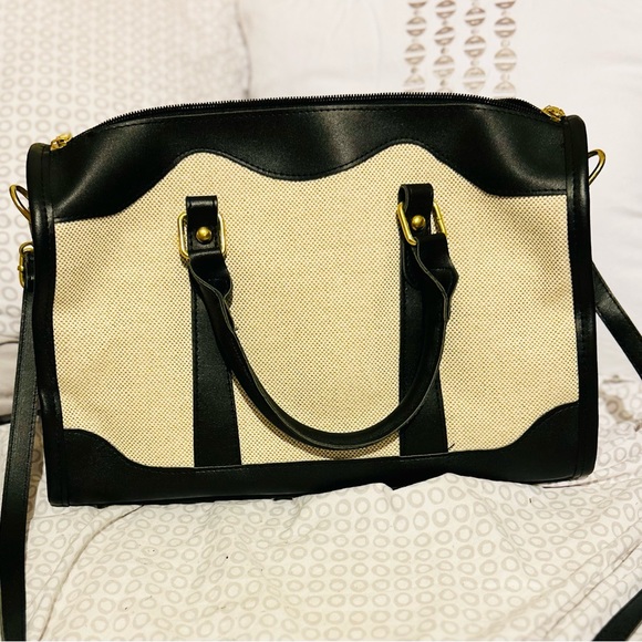 Canvas/faux leather satchel - Picture 1 of 5